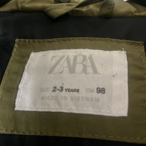 Zara Boys Puffer Hooded Jacket size 2-3 Years color Olive Green and Navy blue - Picture 3 of 7